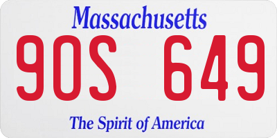 MA license plate 9OS649