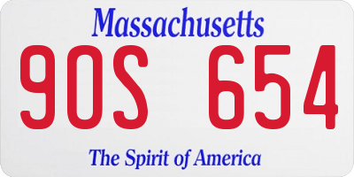 MA license plate 9OS654