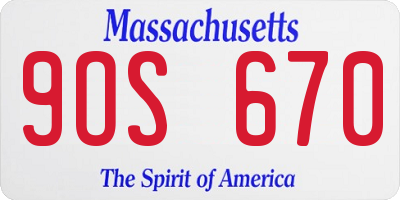 MA license plate 9OS670