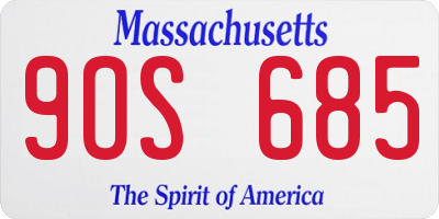 MA license plate 9OS685