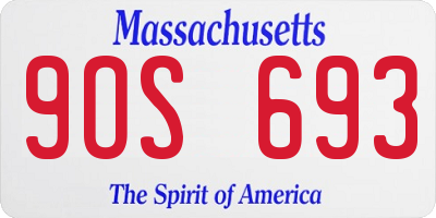 MA license plate 9OS693
