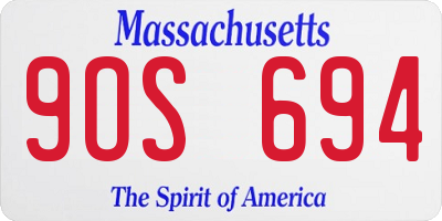 MA license plate 9OS694