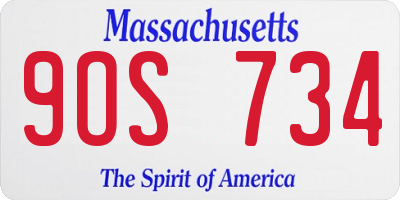 MA license plate 9OS734