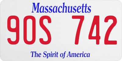 MA license plate 9OS742