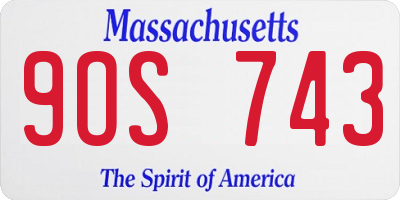 MA license plate 9OS743