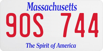 MA license plate 9OS744
