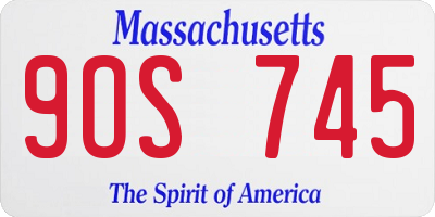 MA license plate 9OS745