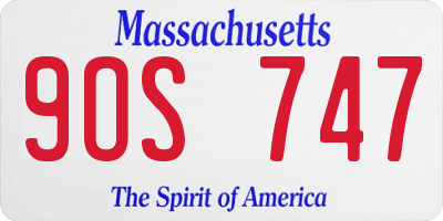 MA license plate 9OS747