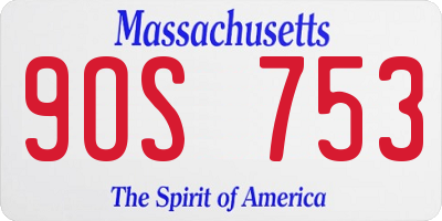 MA license plate 9OS753