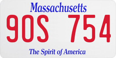 MA license plate 9OS754
