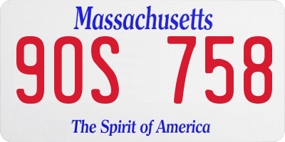 MA license plate 9OS758
