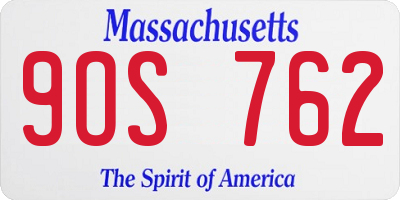 MA license plate 9OS762