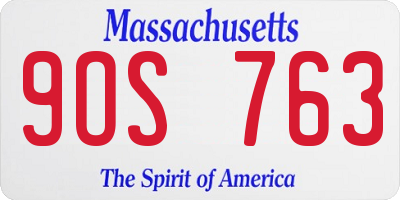 MA license plate 9OS763