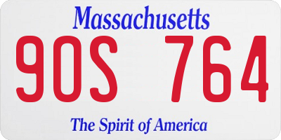 MA license plate 9OS764