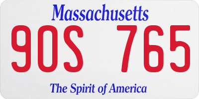 MA license plate 9OS765