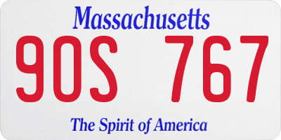 MA license plate 9OS767