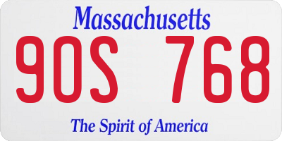 MA license plate 9OS768