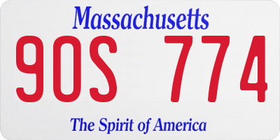 MA license plate 9OS774