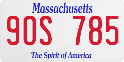 MA license plate 9OS785