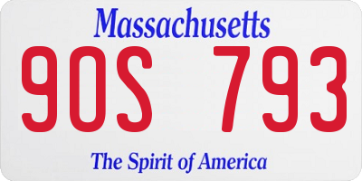 MA license plate 9OS793