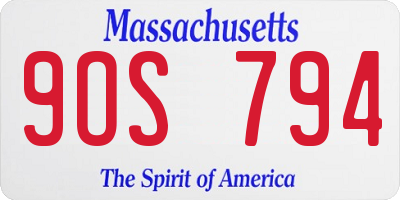 MA license plate 9OS794