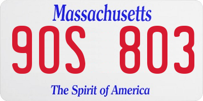MA license plate 9OS803