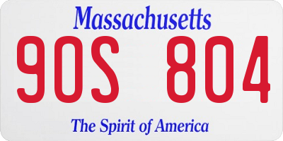 MA license plate 9OS804