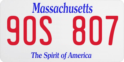MA license plate 9OS807