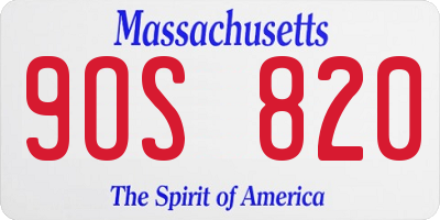 MA license plate 9OS820