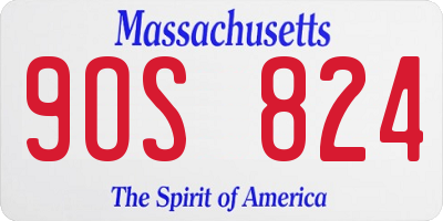 MA license plate 9OS824