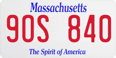 MA license plate 9OS840