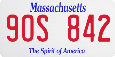 MA license plate 9OS842
