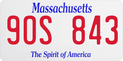 MA license plate 9OS843