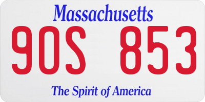 MA license plate 9OS853