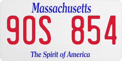 MA license plate 9OS854