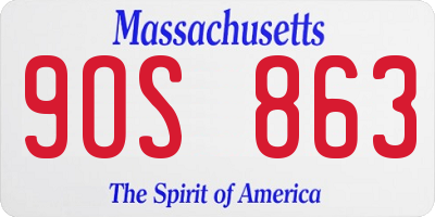 MA license plate 9OS863
