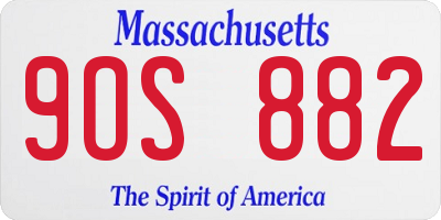 MA license plate 9OS882