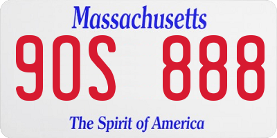 MA license plate 9OS888