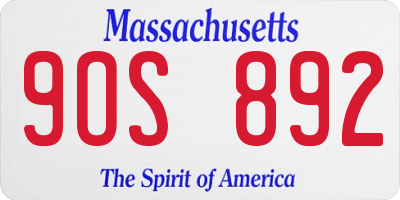 MA license plate 9OS892