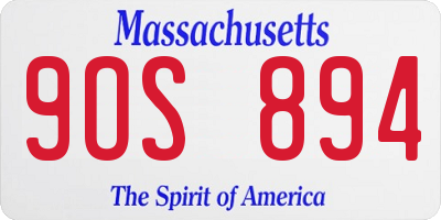 MA license plate 9OS894