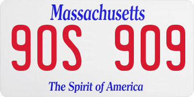 MA license plate 9OS909