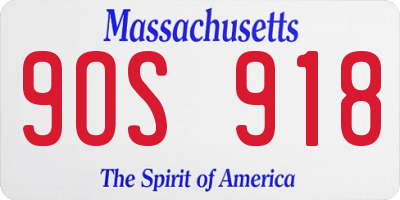 MA license plate 9OS918