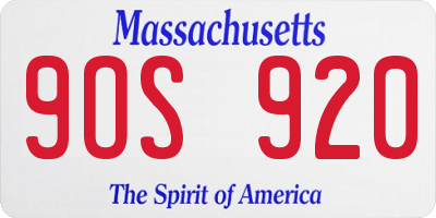 MA license plate 9OS920