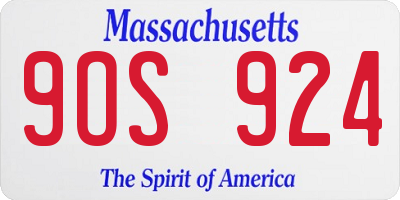 MA license plate 9OS924