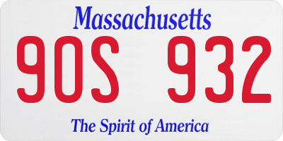 MA license plate 9OS932