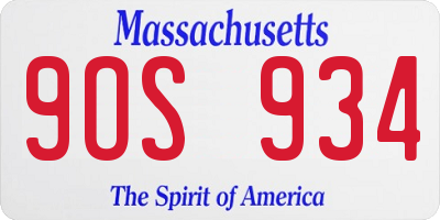 MA license plate 9OS934