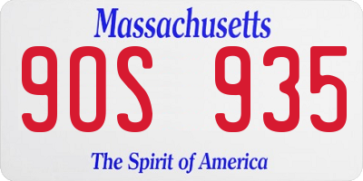 MA license plate 9OS935