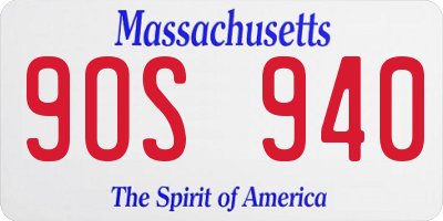 MA license plate 9OS940