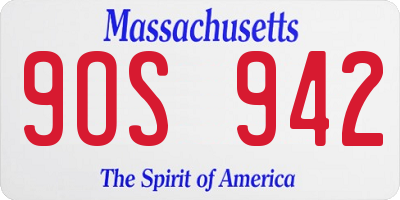 MA license plate 9OS942