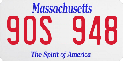 MA license plate 9OS948